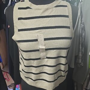 A New Day Cream and Black Knit Top